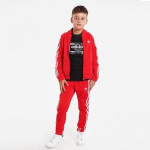 Adidas Superstar Tracksuit Little Kid Full Zip Jacket /Pant Set Red #261 - 600